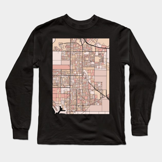 Oxnard Map Pattern in Soft Pink Pastels Long Sleeve T-Shirt by PatternMaps